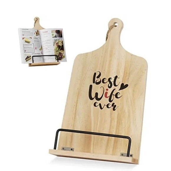 Best Wife Ever‎ Cookbook Stand Holder Wood 15” - Picture 2 of 5
